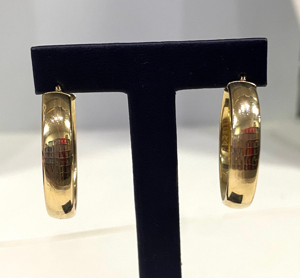 14k Yellow Gold Hoop Earrings 1.10 x .23"