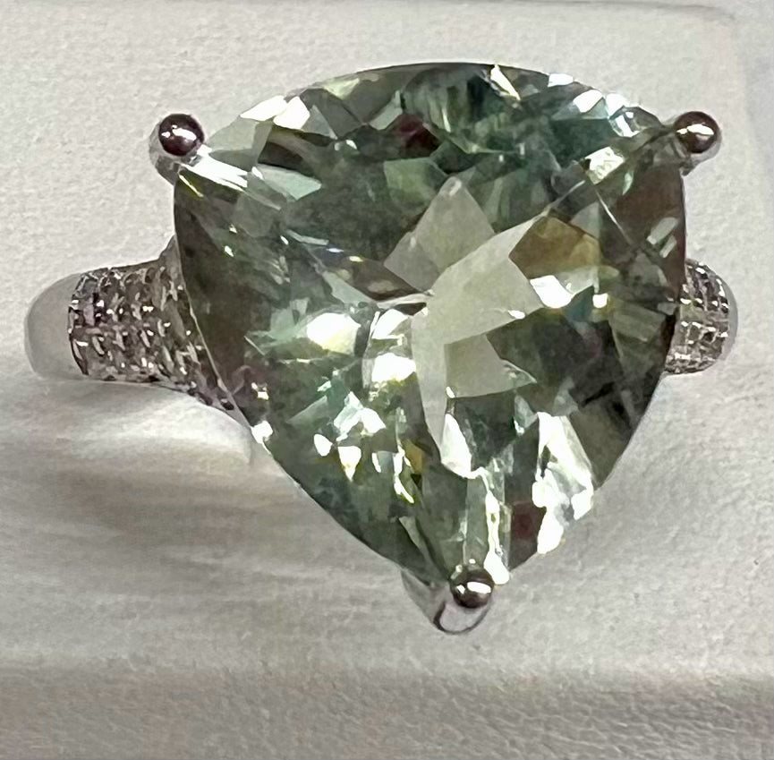 Sterling Silver Prasiolite Ring Size 9