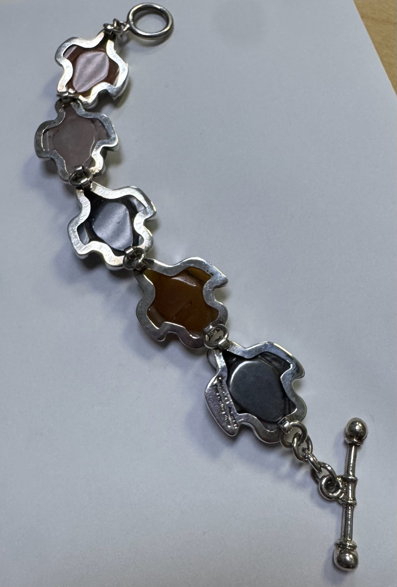 Charles Albert Sterling Silver Carved Sea Turtle 7.5" Bracelet 50g .90" Wide