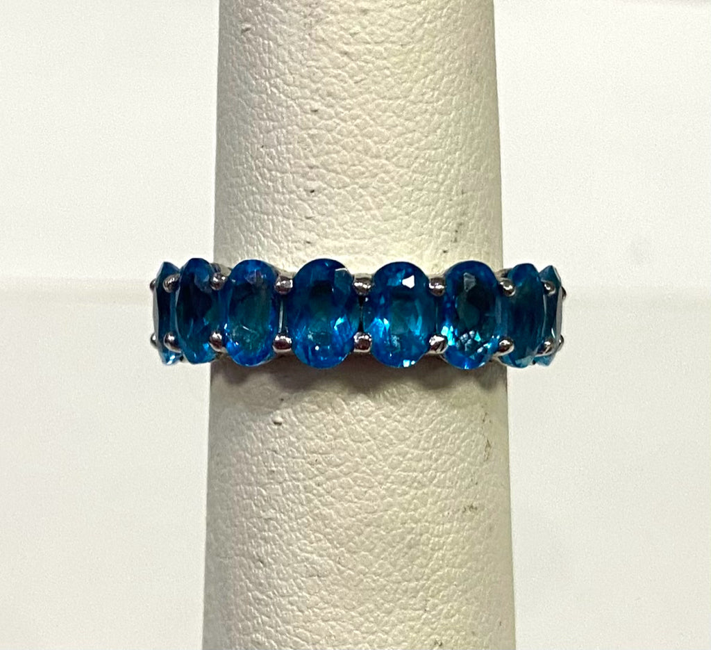 Sterling Silver Blue Topaz Ring Size 7.5
