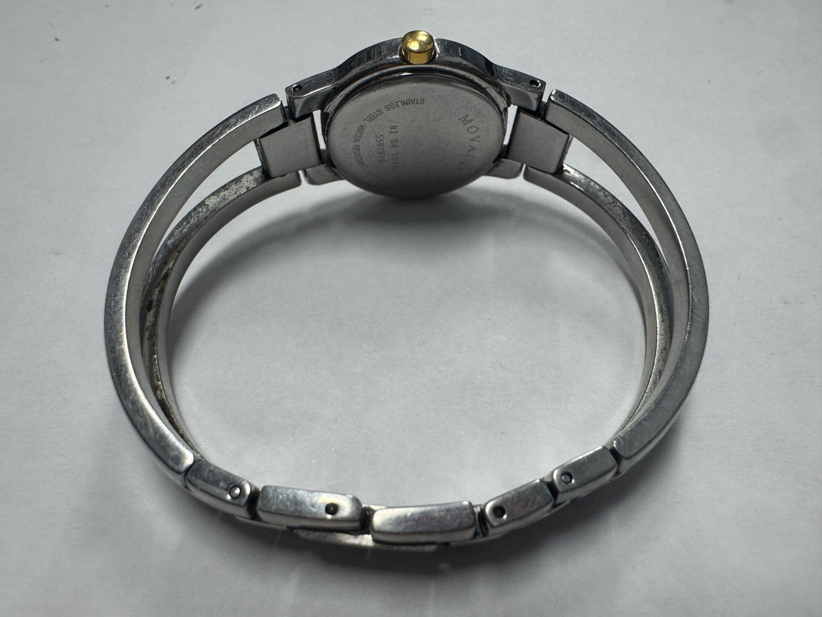 Amorosa Movado Museum Watch Black Dial 2 Tone 84 E4 1842 BANGLE New Bat