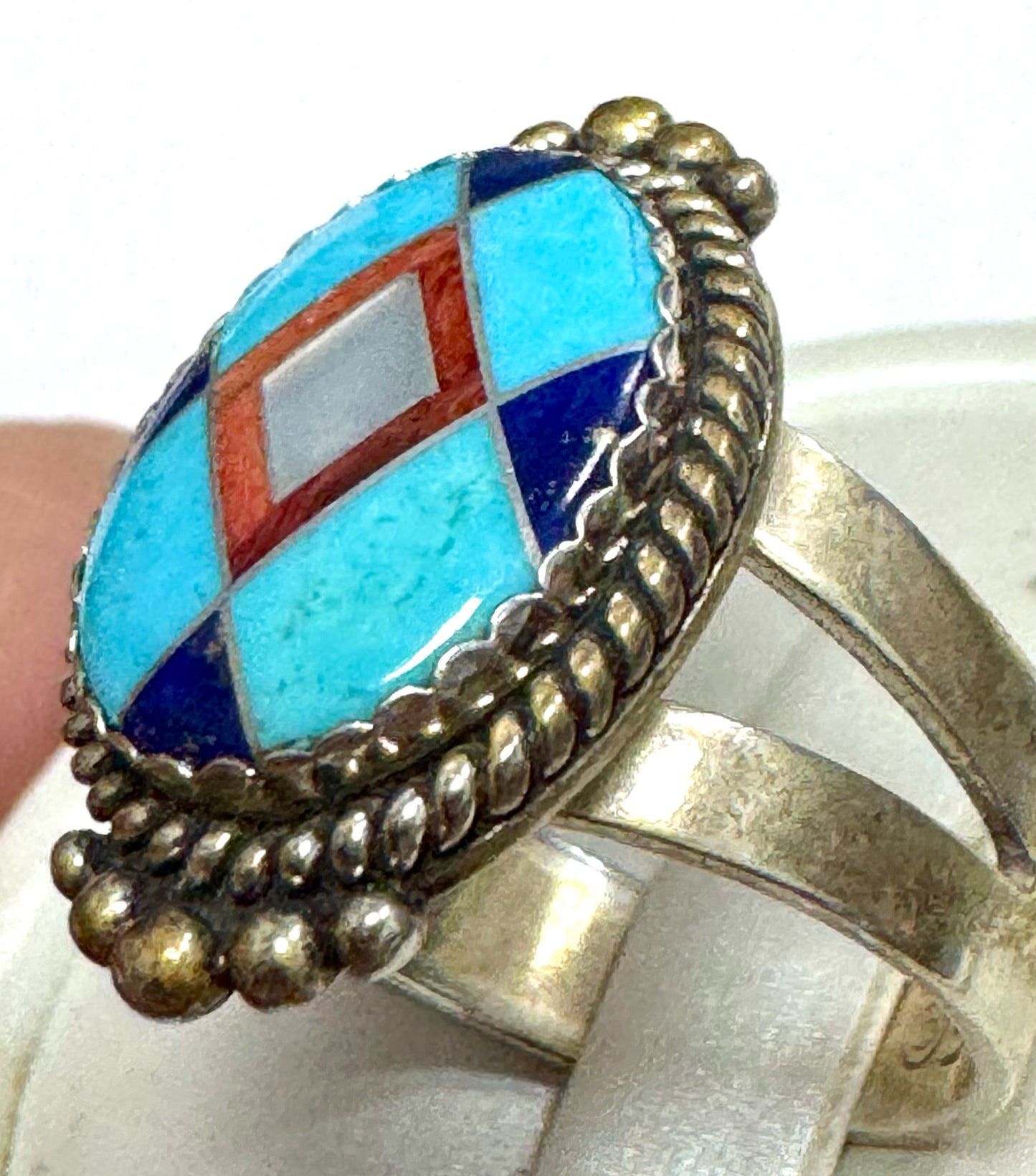 Carolyn Pollack Sterling Silver Inlaid Ring Size 8
