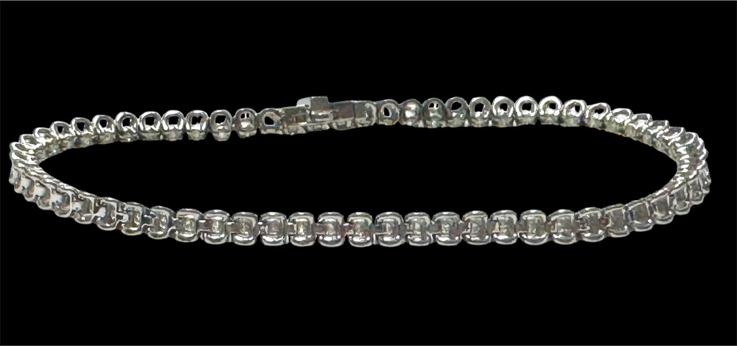 14kw 1 ct tw Natural Diamond Tennis 7" Bracelet