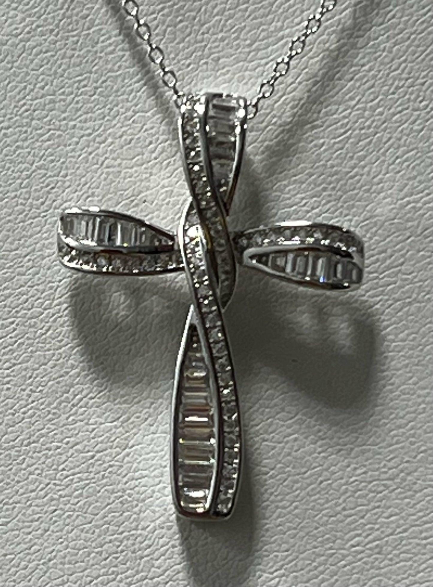 Sterling Silver CZ Necklace Cross Pendant & Chain New JTV