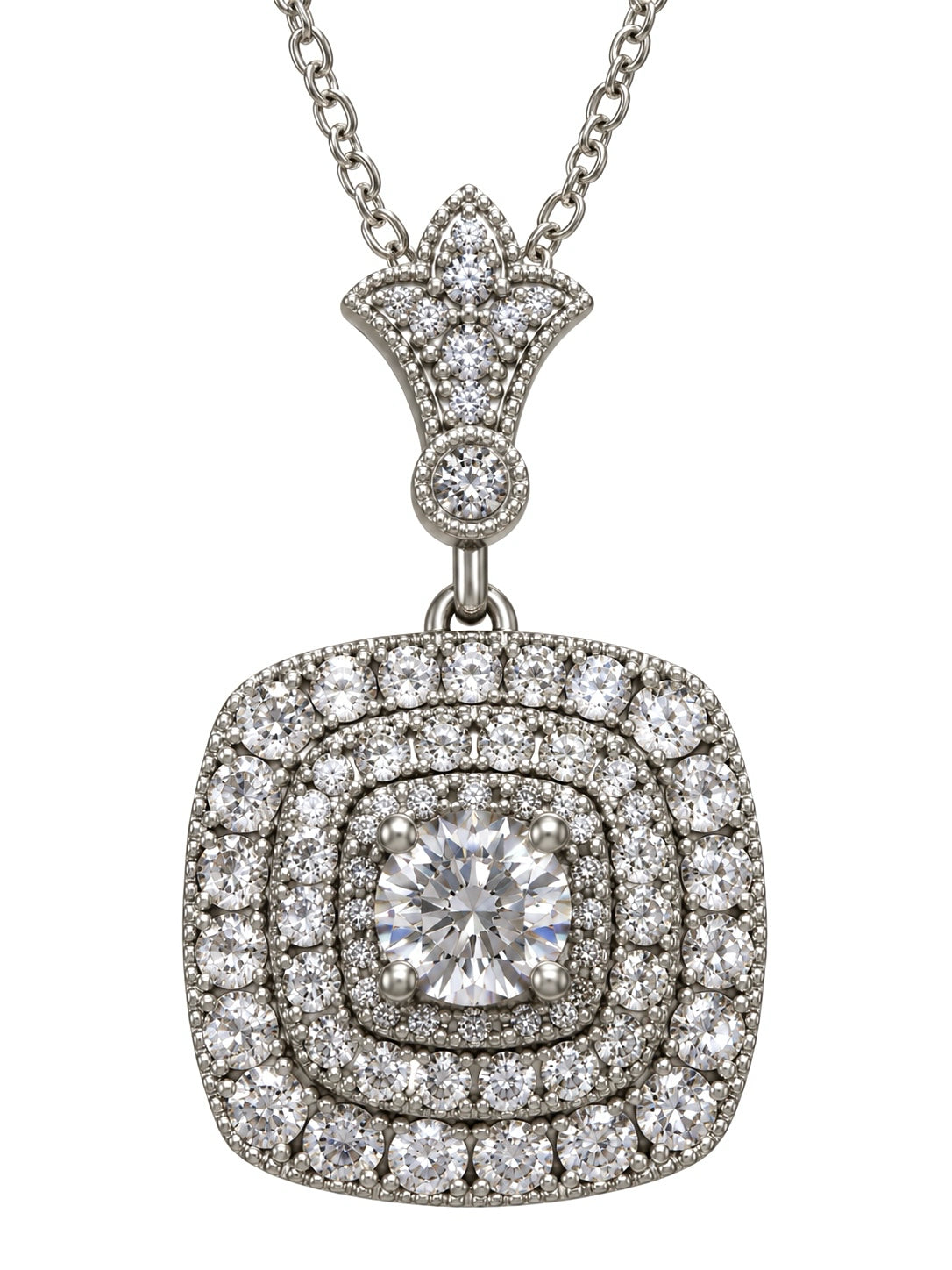 14k White Gold Neil Lane Diamond Pendant 3/4 ct tw w/ Necklace Chain