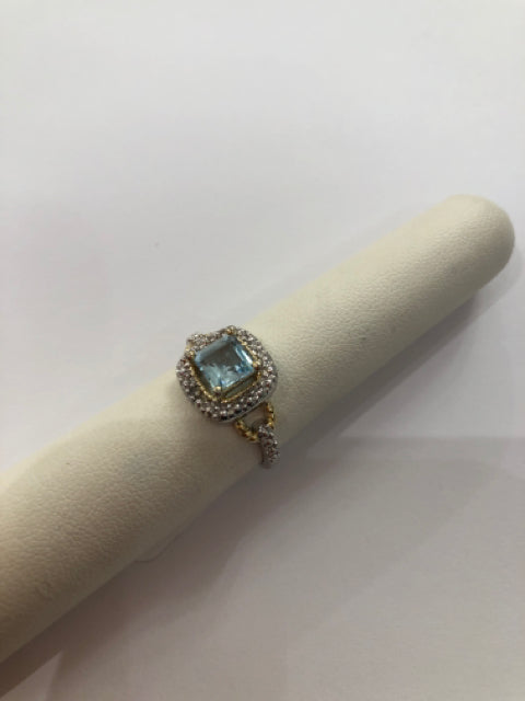 Sterling Silver Blue Topaz Ring Size 6.75
