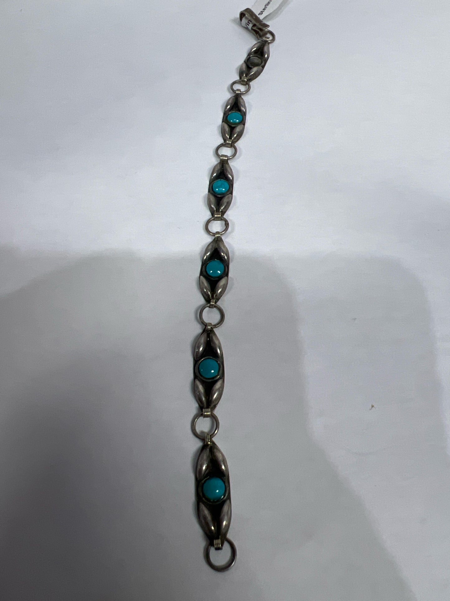 Vintage Sterling Silver Bracelet Turquoise Mexico 8.25"