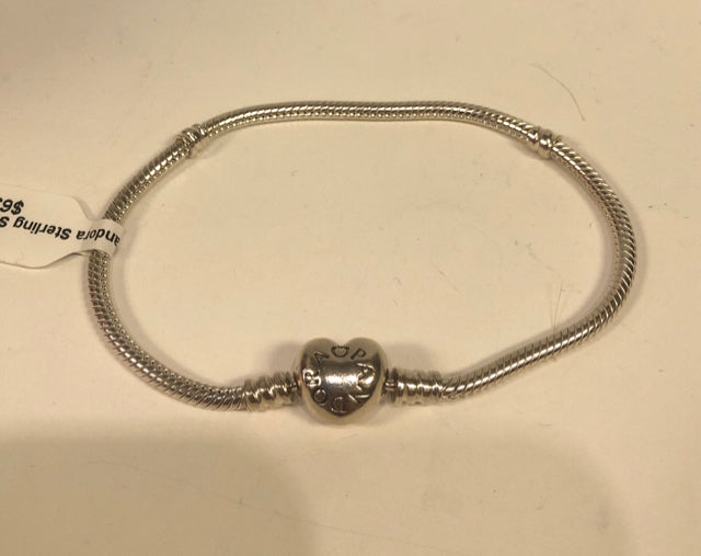 Pandora Sterling Silver Bracelet 8" Heart Clasp