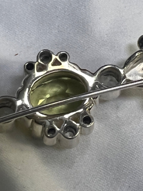 Ann King 18k Yellow Gold & Sterling Silver Pin Brooch Lemon Quartz