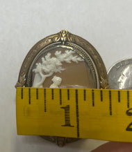 Load image into Gallery viewer, 10k Yellow Gold Swivel Frame Antique Cameo Brooch Pin 1.9&quot; x 1.6&quot; 14.9g