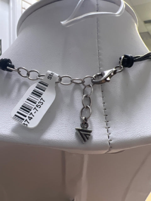 925 Sterling Silver Silpada Multi Stand Black Cord Adj 16" - 18" Necklace