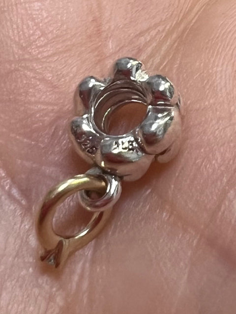 Pandora 925 Sterling Silver & 14k Gold I Do Engagement Ring Dangle Charm Bead