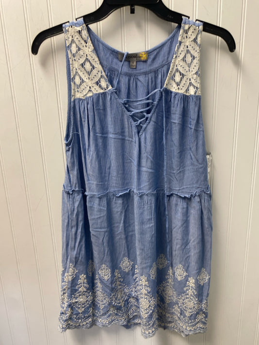 Blue & White Figuerca & Flower Sleeveless dress Women's