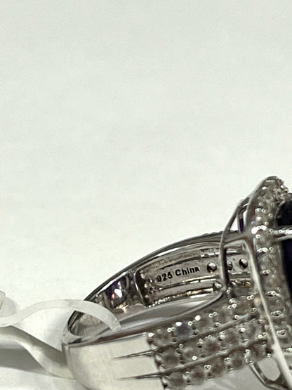 New Sterling Silver 5.40ct African Amethyst Ring White Zircon Size 5 JTV