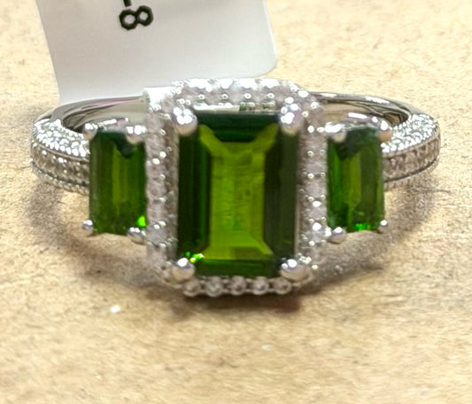 Sterling Chrome Diopside White Zircon Ring New w/ Tags JTV Size 8
