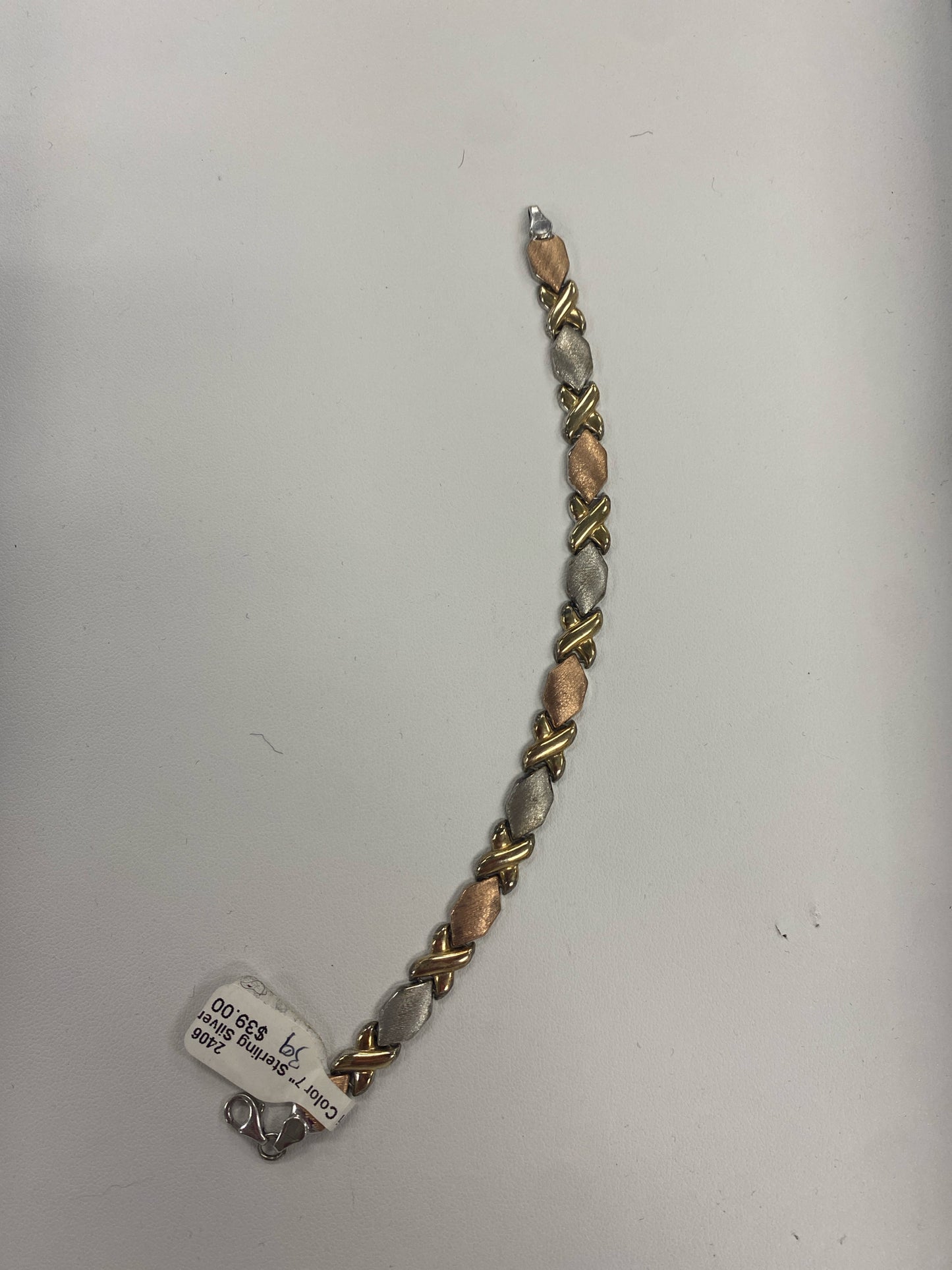 Tri Color 7" Sterling Silver Bracelet