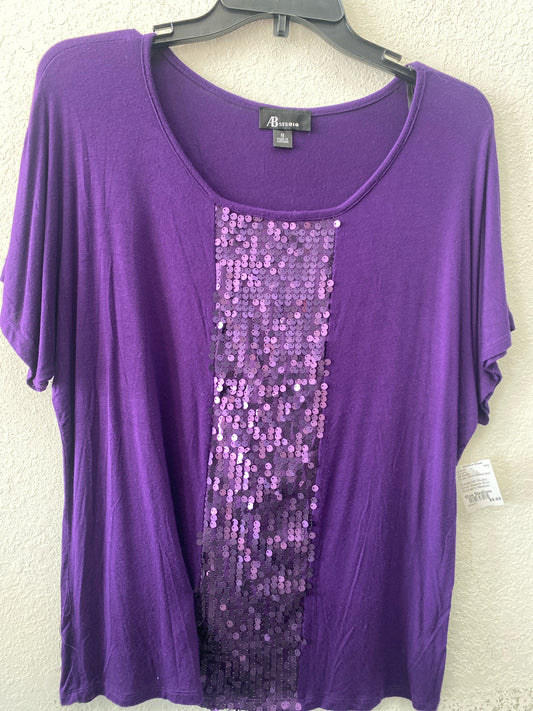 Purple AB Studio Short Sleeve Shirt Women's Medium