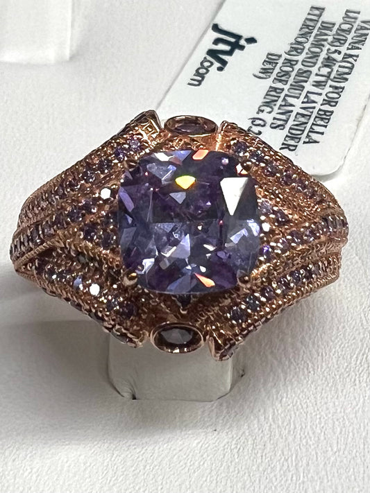 Rose Gold Over Sterling Silver CZ Size 8 New w/ Tags JTV