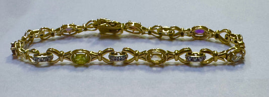 Gold Over Sterling Silver Bracelet 7.5"