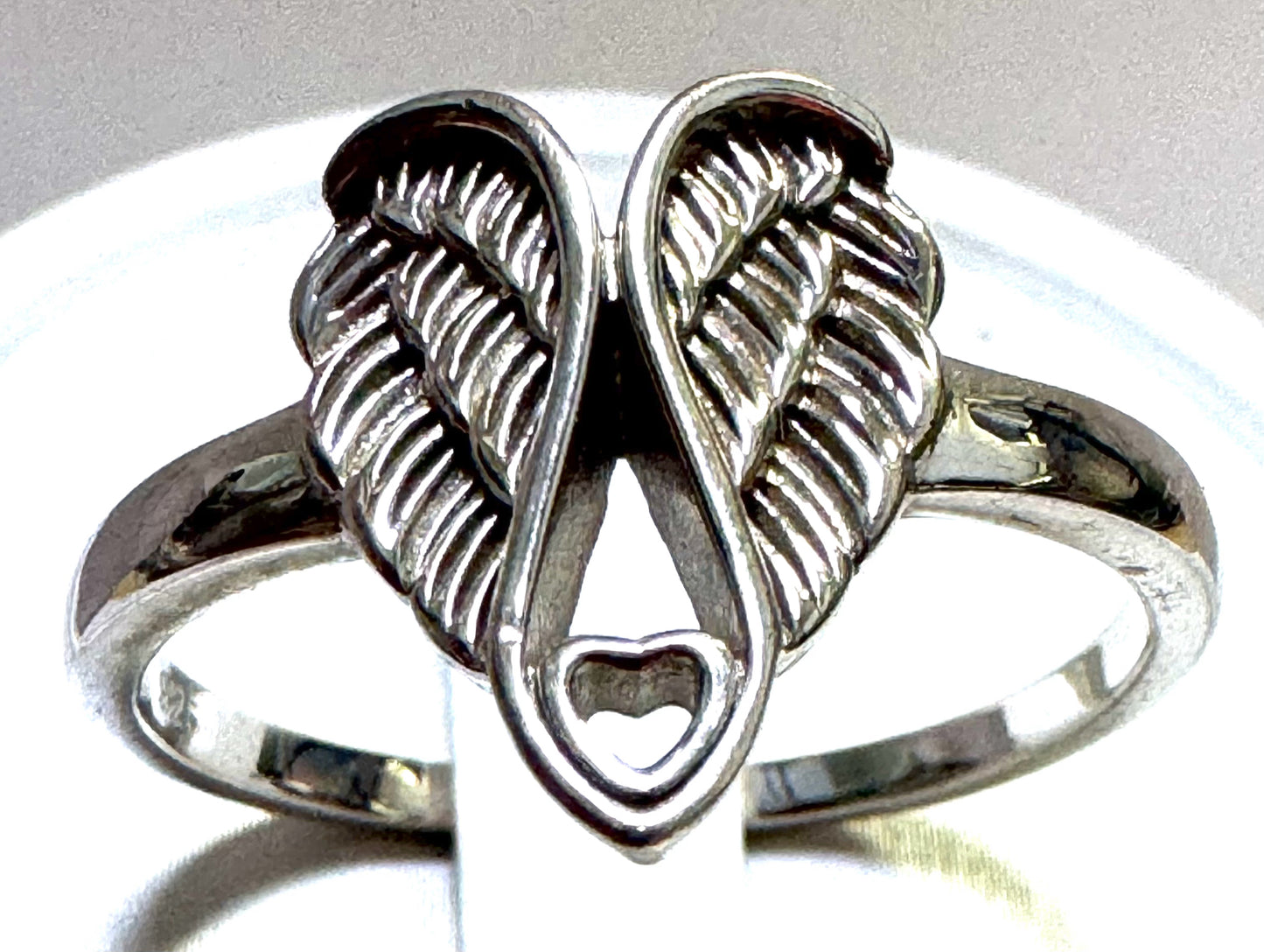 Sterling Silver Ring Size 11.75 Heart Wings