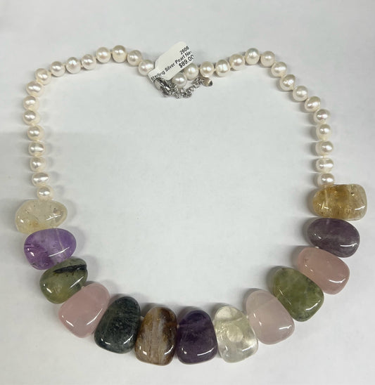 Sterling Silver Pearl Necklace New JTV