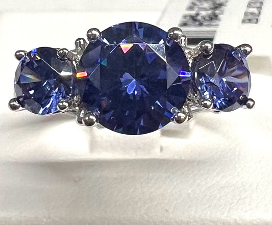 Sterling Silver Blue & White Simulant Ring New w/ Tags JTV Size 9