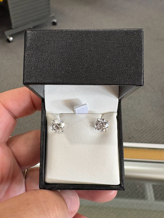 14kw 3.14 cttw Lab Round Diamond Earrings D Color VS1 Clarity #521CW24