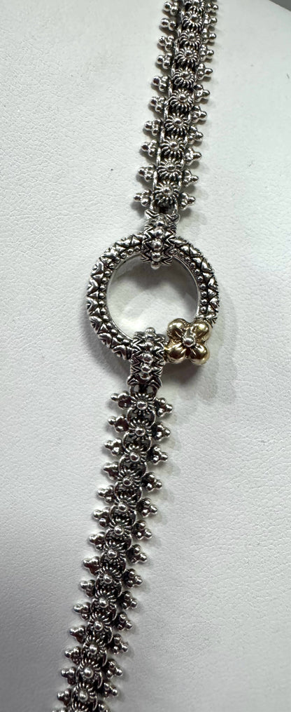 Barbara Bixby Sterling Silver& 18K Gold 25" Handmade Eastern Chain Necklace