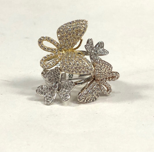 Sterling Silver CZ Ring Size 9.5 Butterfly