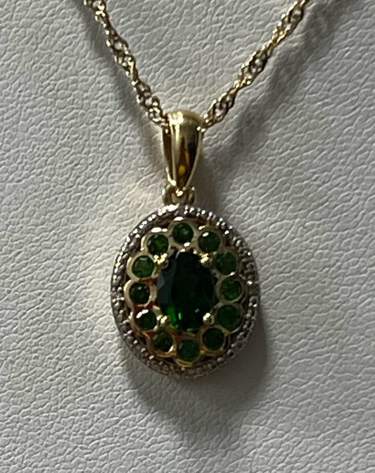 Gold Over Sterling Chrome Diopside Pendant Chain Necklace New JTV