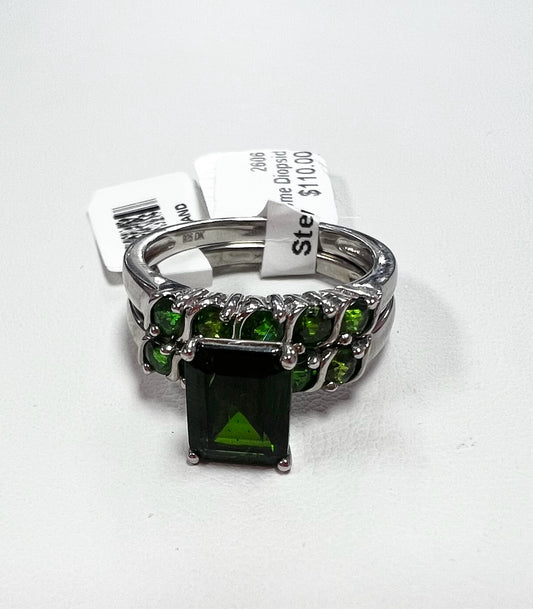 Sterling Silver Chrome Diopside Ring New w/ Tags Size 9 JTV Wedding Set