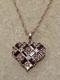 Rose over Sterling CZ Heart Pendant & Chain New JTV