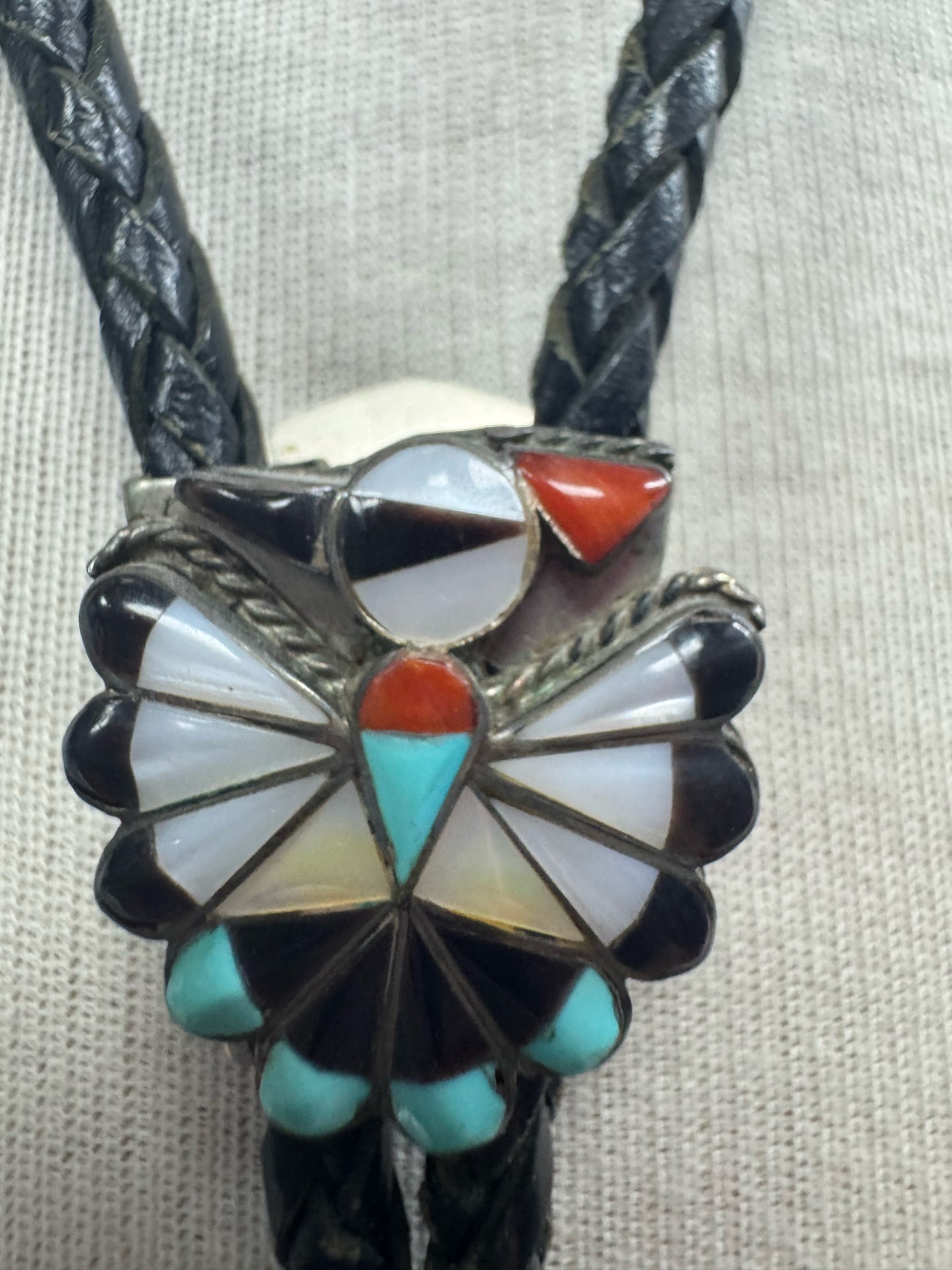 Zuni Sterling Silver Native American Vintage Bolo Tie