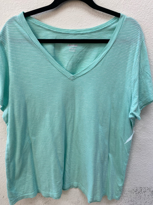 Teal Striped Old Navy Short Sleeve Shirt Women's