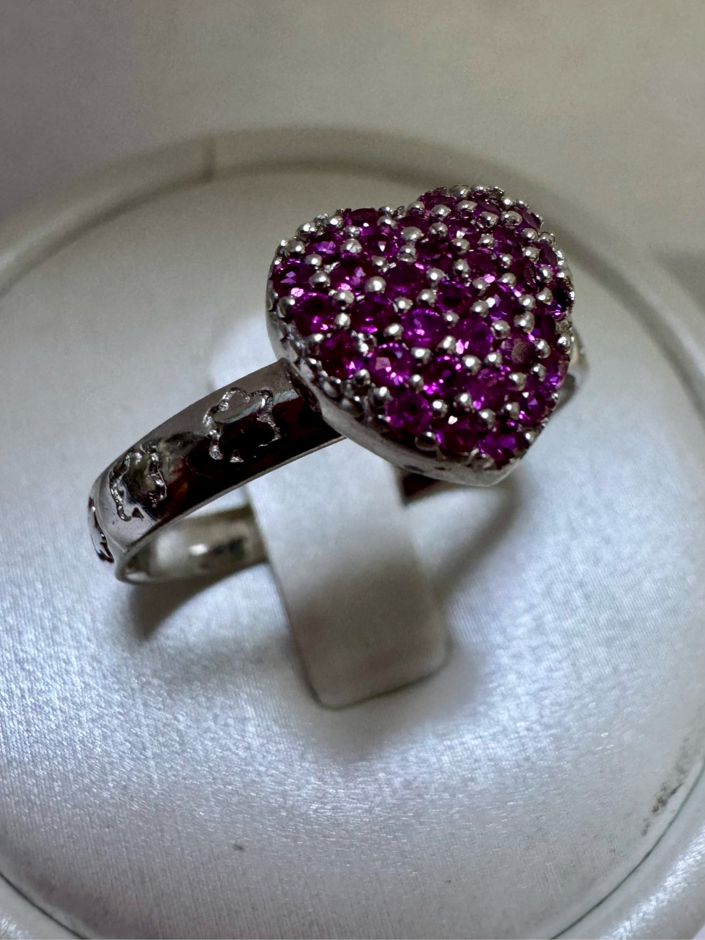 Sterling Silver Ring Size 8.75 Heart Ruby