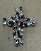Sterling Silver Garnet Pendant Cross Chain New JTV