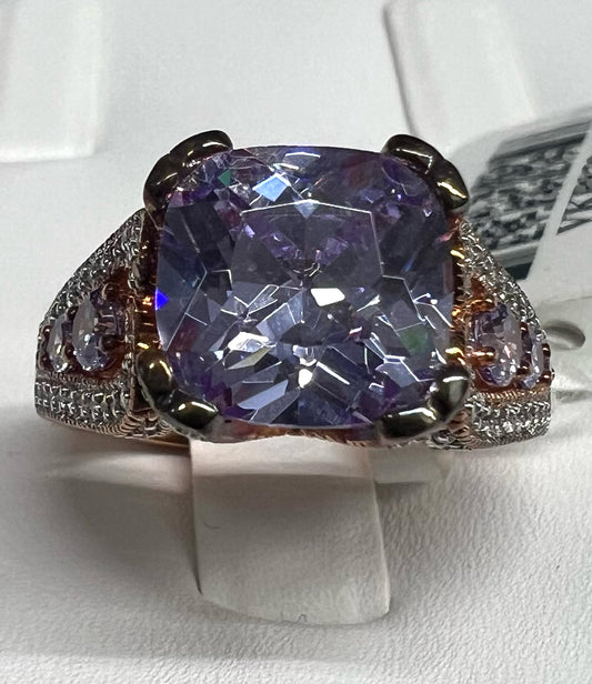 Rose Over Sterling Silver Lavender CZ Size 8 New w/ Tags JTV