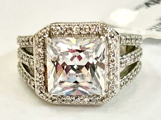 Sterling Silver CZ Ring Size 8 New w/ Tags JTV