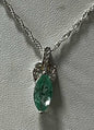 Sterling Lab Created Green Spinel White Zircon Pendant Necklace New JTV