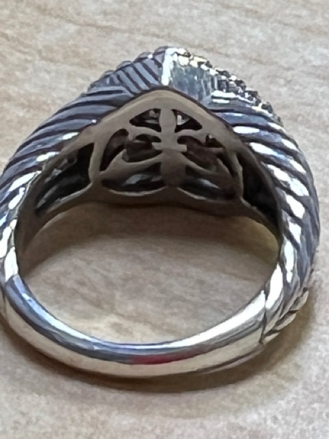 Judith Ripka Heart Diamonique Pave 925 Sterling Silver Ring Size 8