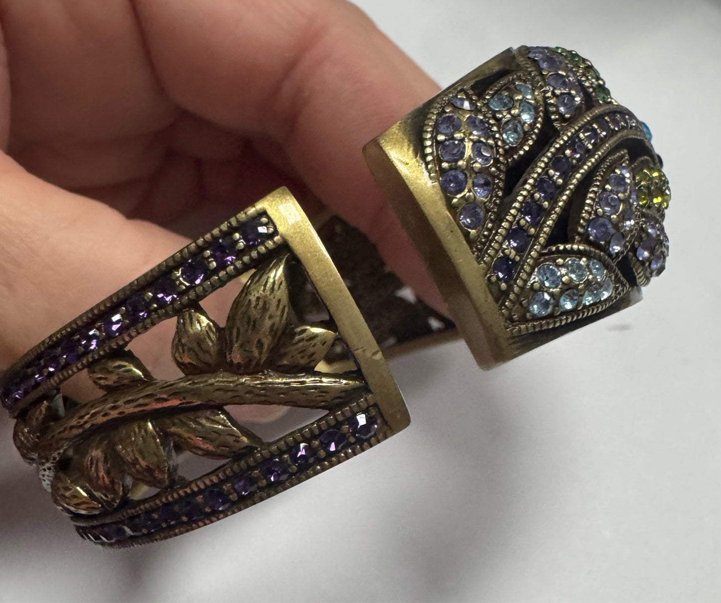 Heidi Daus Delight In Tanzanite Clamper Bracelet  Purple  Blue Bronze Statement