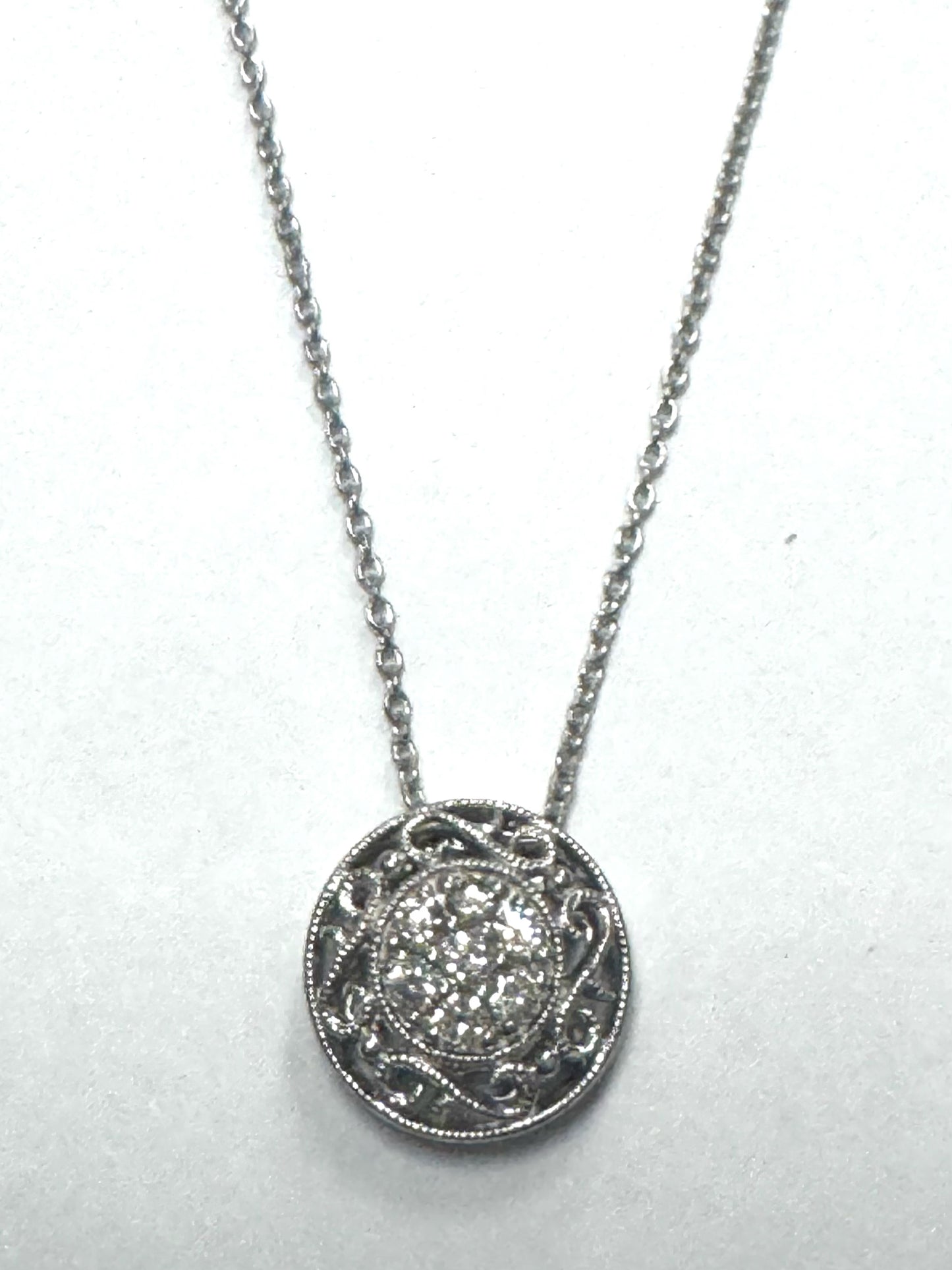 Gabriel & Co Sterling Silver Mediterranean Diamond Filigree Pendant Necklace