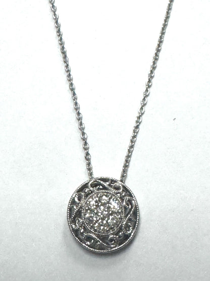 Gabriel & Co Sterling Silver Mediterranean Diamond Filigree Pendant Necklace