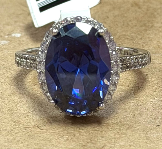 Sterling Blue White CZ Ring New JTV Size 8