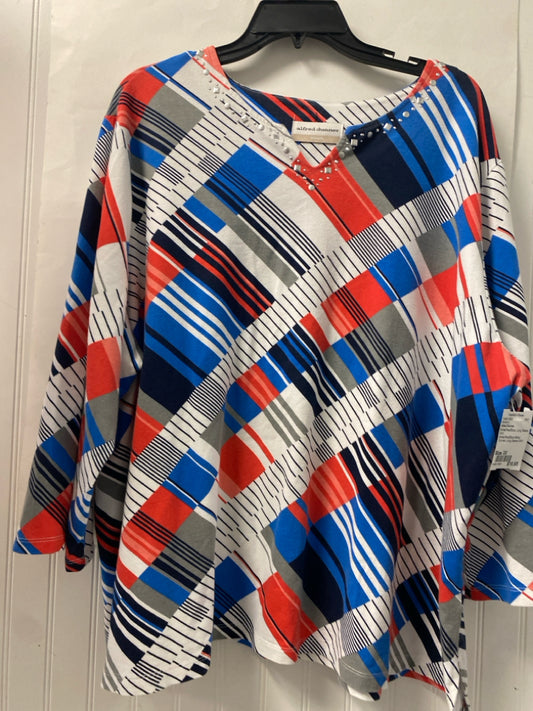 White/Red/Blue Alfred Dunner Long Sleeve Shirt Women's