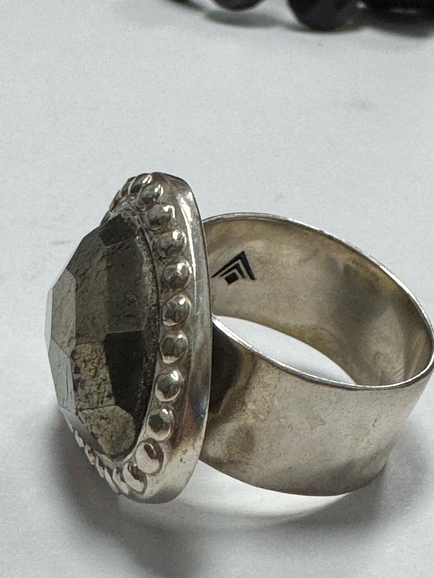 Silpada Sterling Silver Pyrite Fantasy Wide Ring Size 8 RETIRED