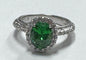 Tacori Sterling Silver Oval Halo Simulated Emerald Green CZ Ring Size 7