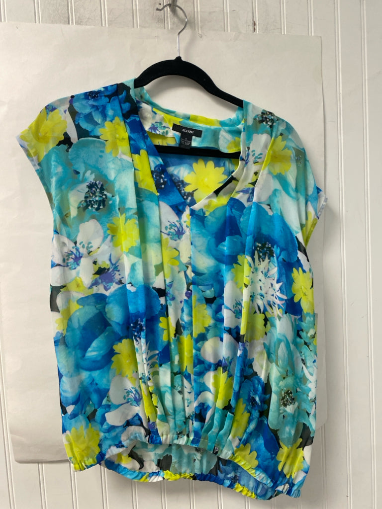 blue & yellow Alfani Short Sleeve Shirt Women's