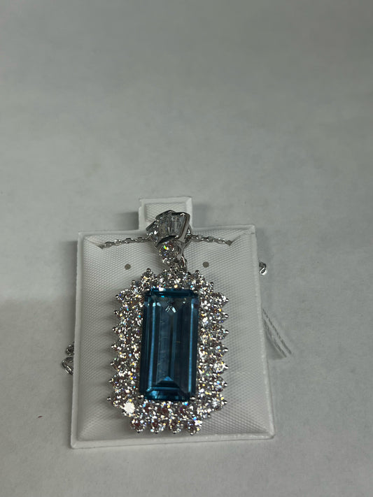 Sterling Silver CZ Necklace Pendant Chain New JTV