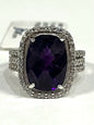 New Sterling Silver 5.40ct African Amethyst Ring White Zircon Size 5 JTV